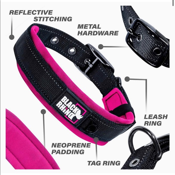 NWOT Black Rhino dog collar. Size Medium. Black and Pink color. - Picture 2 of 9